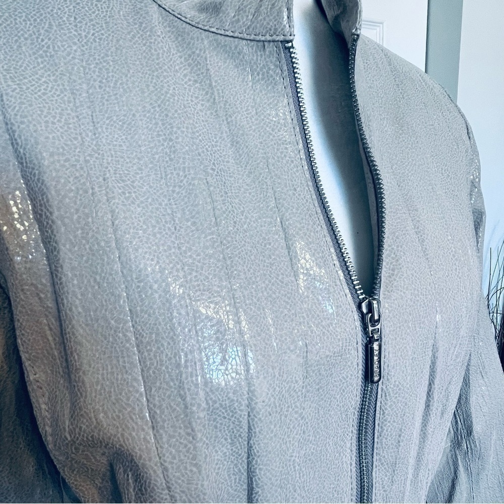 BRADLEY Bayou Tan Leather Jacket Lace Design Back - Picture 6 of 8